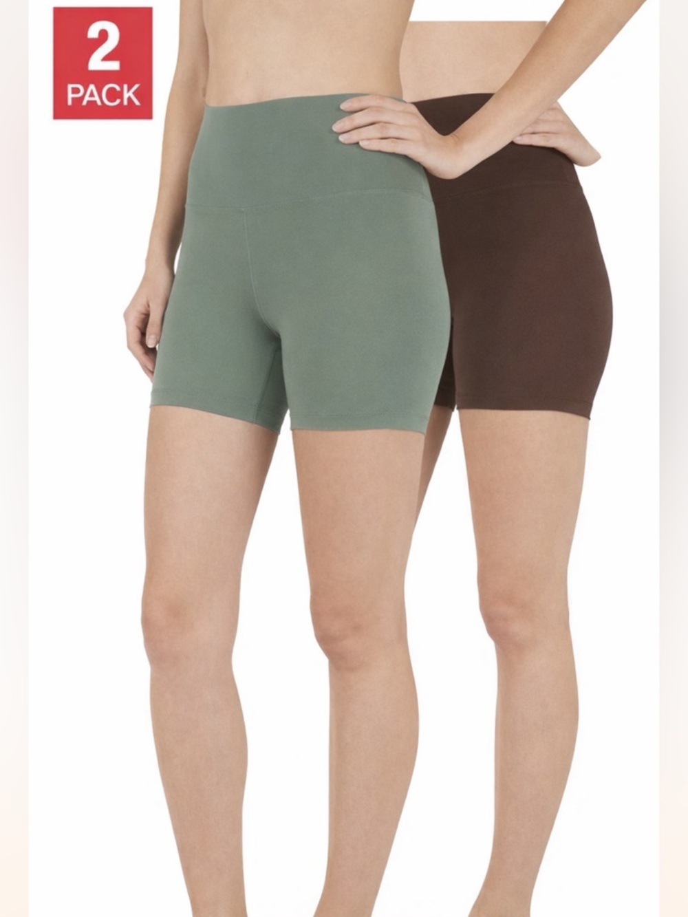 Reflex Active Body Sculpting Shorts 2 Pack Green and Brown XS